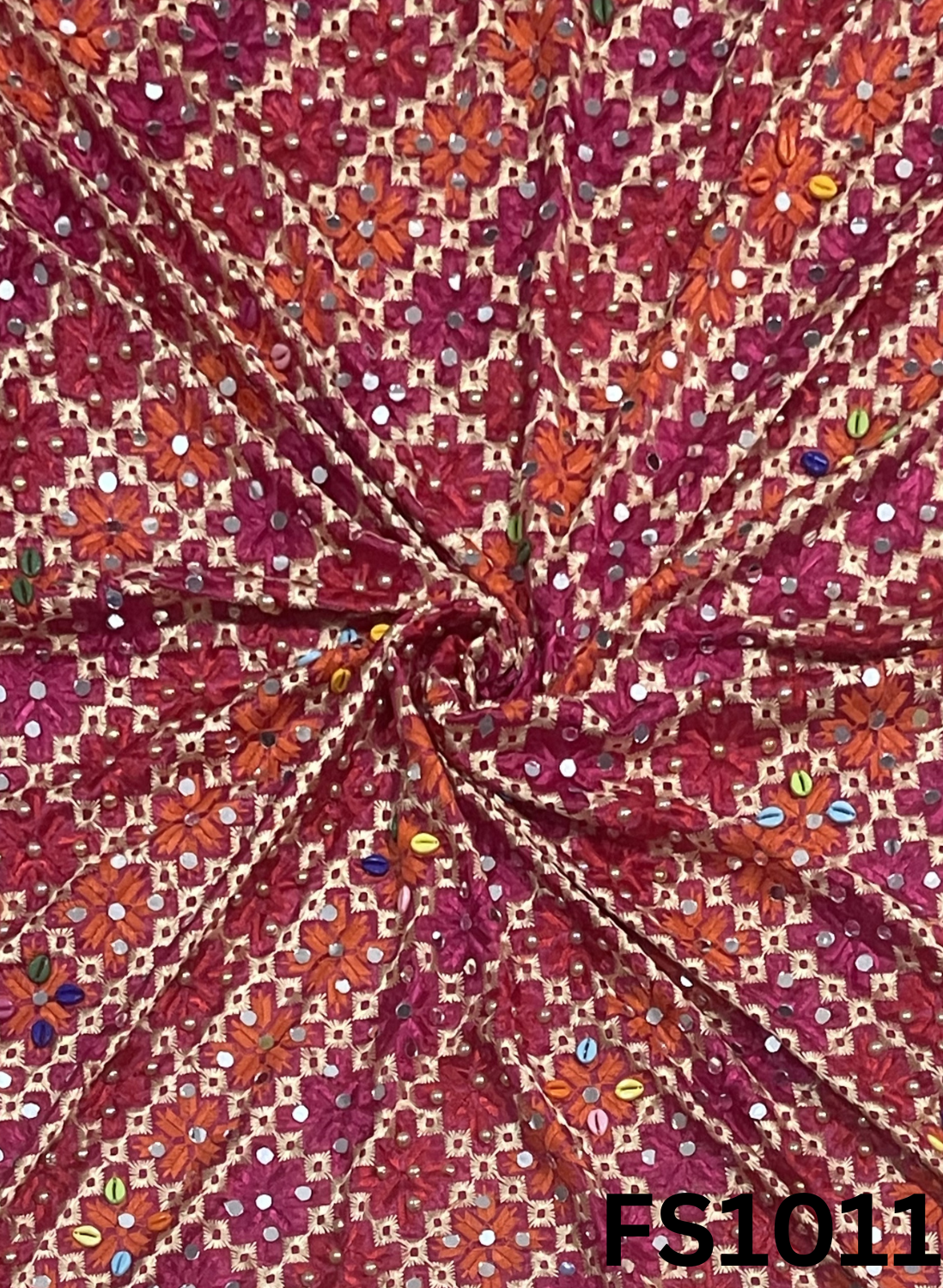 FS1011 | Red Luxurious | Embroidered Phulkari - 2.5 Meters of Elegance