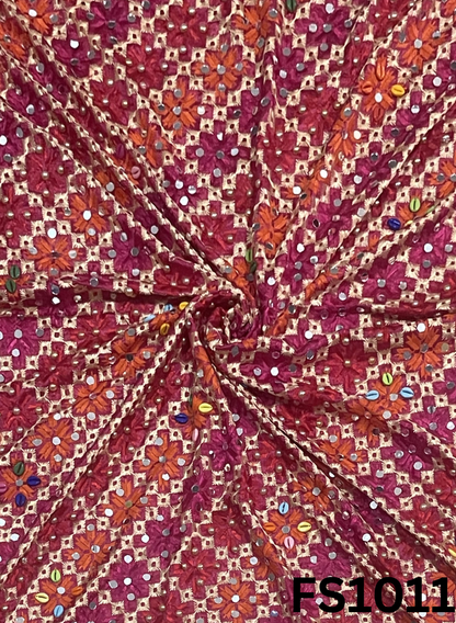 FS1011 | Red Luxurious | Embroidered Phulkari - 2.5 Meters of Elegance
