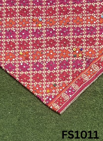 FS1011 | Red Luxurious | Embroidered Phulkari - 2.5 Meters of Elegance