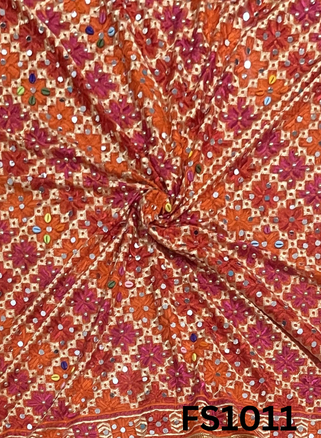 FS1011 | Red Luxurious | Embroidered Phulkari - 2.5 Meters of Elegance