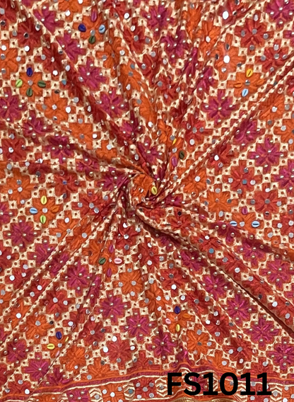 FS1011 | Red Luxurious | Embroidered Phulkari - 2.5 Meters of Elegance
