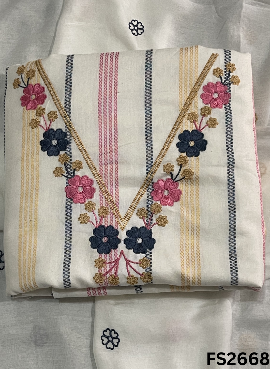 FS2668 | WHITE | Mul-Cotton Suit | Casual wear | Summer Suits | Regular wear
