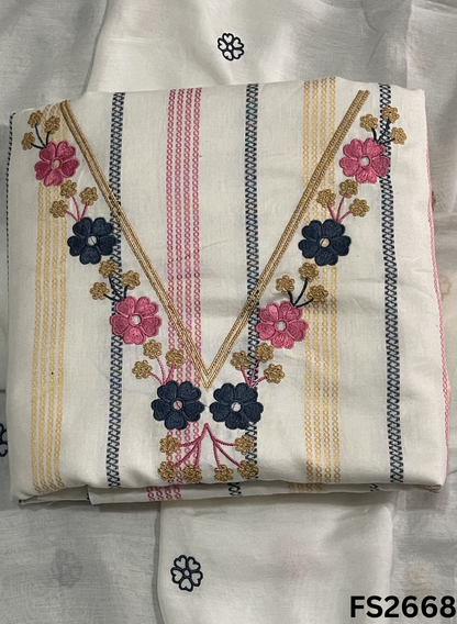 FS2668 | WHITE | Mul-Cotton Suit | Casual wear | Summer Suits | Regular wear