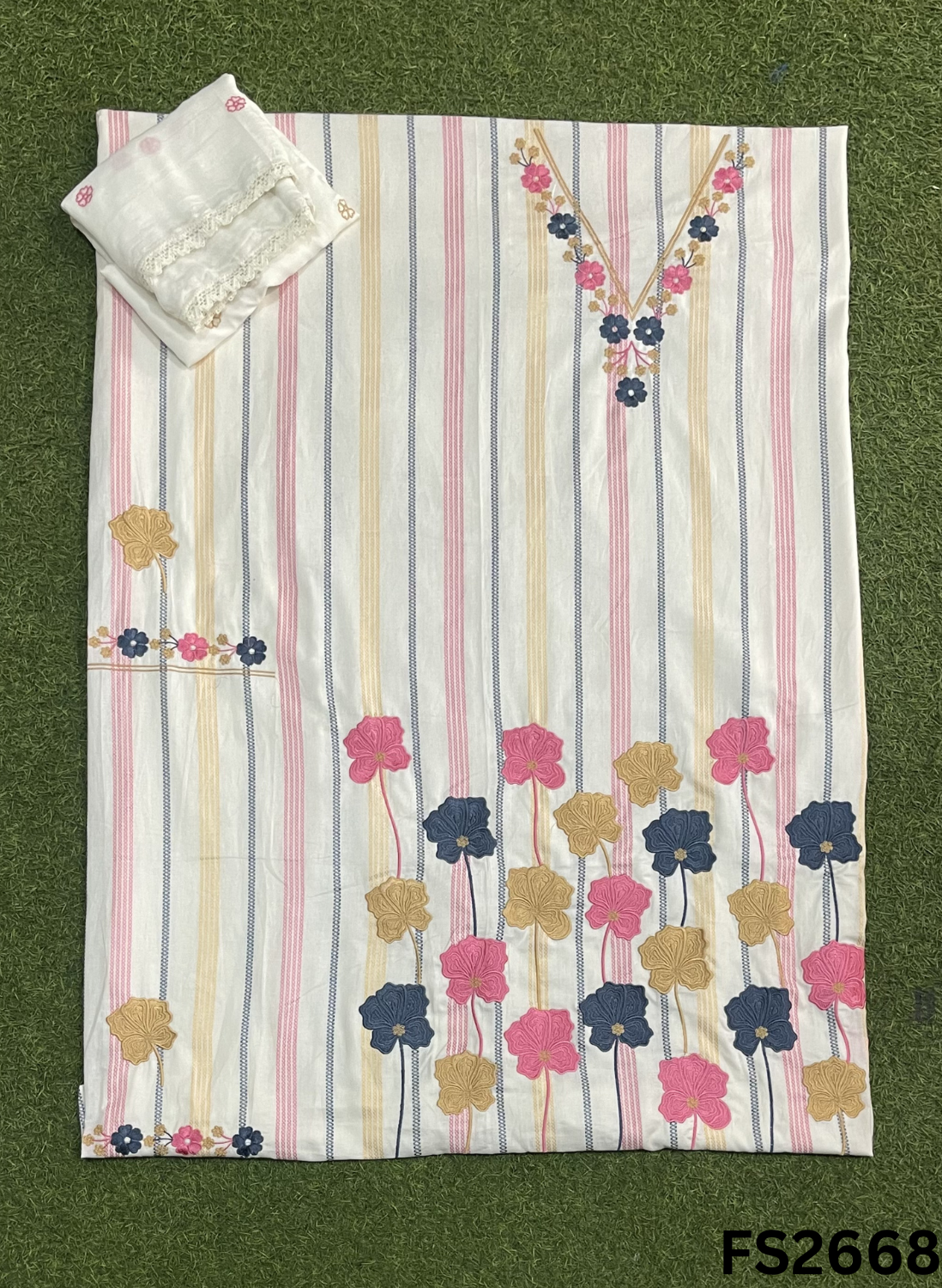 FS2668 | WHITE | Mul-Cotton Suit | Casual wear | Summer Suits | Regular wear