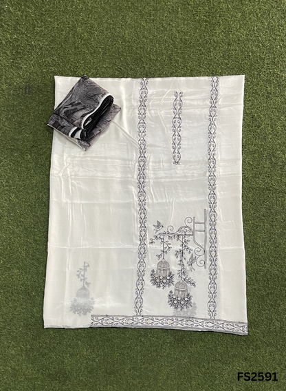 FS2591 | Black-White | Muslin Cotton Suit | Casual wear| Summer Suits | Regular wear |