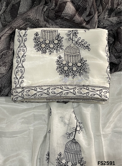FS2591 | Black-White | Muslin Cotton Suit | Casual wear| Summer Suits | Regular wear |
