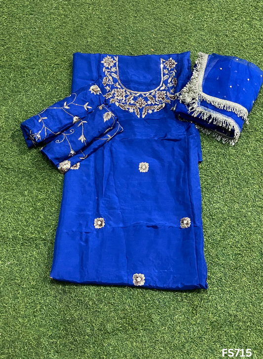FS715 | Royal-Blue | Silk |  Kurti-Lehenga  | Party Wear | Wedding | Jaggo | Festival |