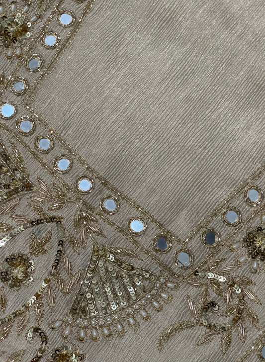 FS698 | Crush Shimmer  off white Suit | Party Wear | Wedding | Jaggo | Ring Ceremony | Festival | F9GAAA