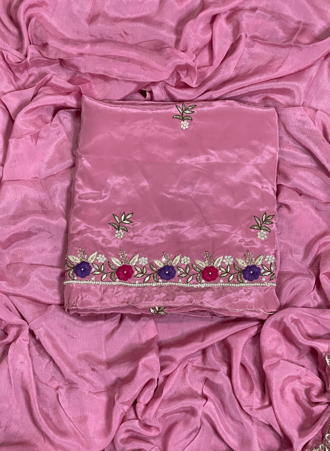 FS202 | Crepe Onion Pink | Suit | Party Wear | Wedding | Jaggo | Ring ...