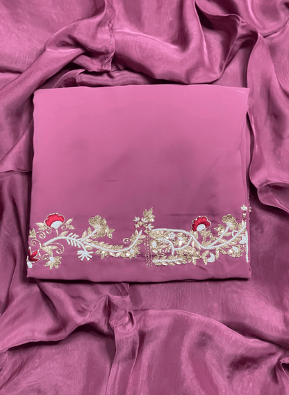 Dark onion colour georgette Suit | Party Wear | Wedding | Jaggo | Ring Ceremony | Festival | FS245