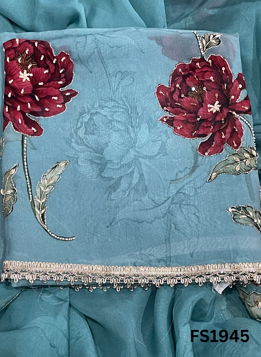 FS1945 | RED | 0rganza Suit | Wedding | Party Wear | Ring Ceremony | Festival Suit |