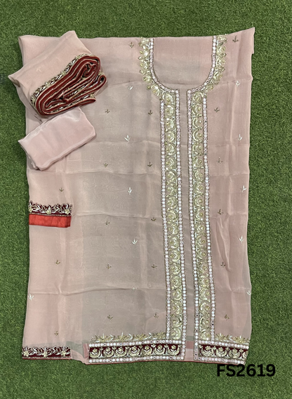 FS2619 | PEACH PINK | Organza Suit | Wedding | Party Wear | Ring Ceremony | Festival Suit |