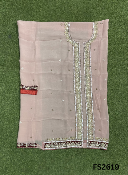 FS2619 | PEACH PINK | Organza Suit | Wedding | Party Wear | Ring Ceremony | Festival Suit |