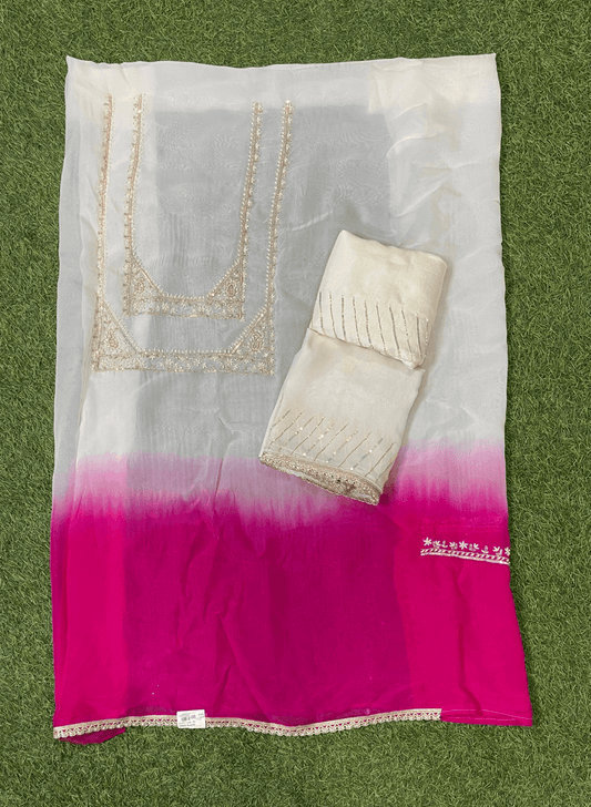 FS1112 | Off-White | Organza Suit| Party Wear | Wedding | Jaggo | Ring Ceremony | Festival |