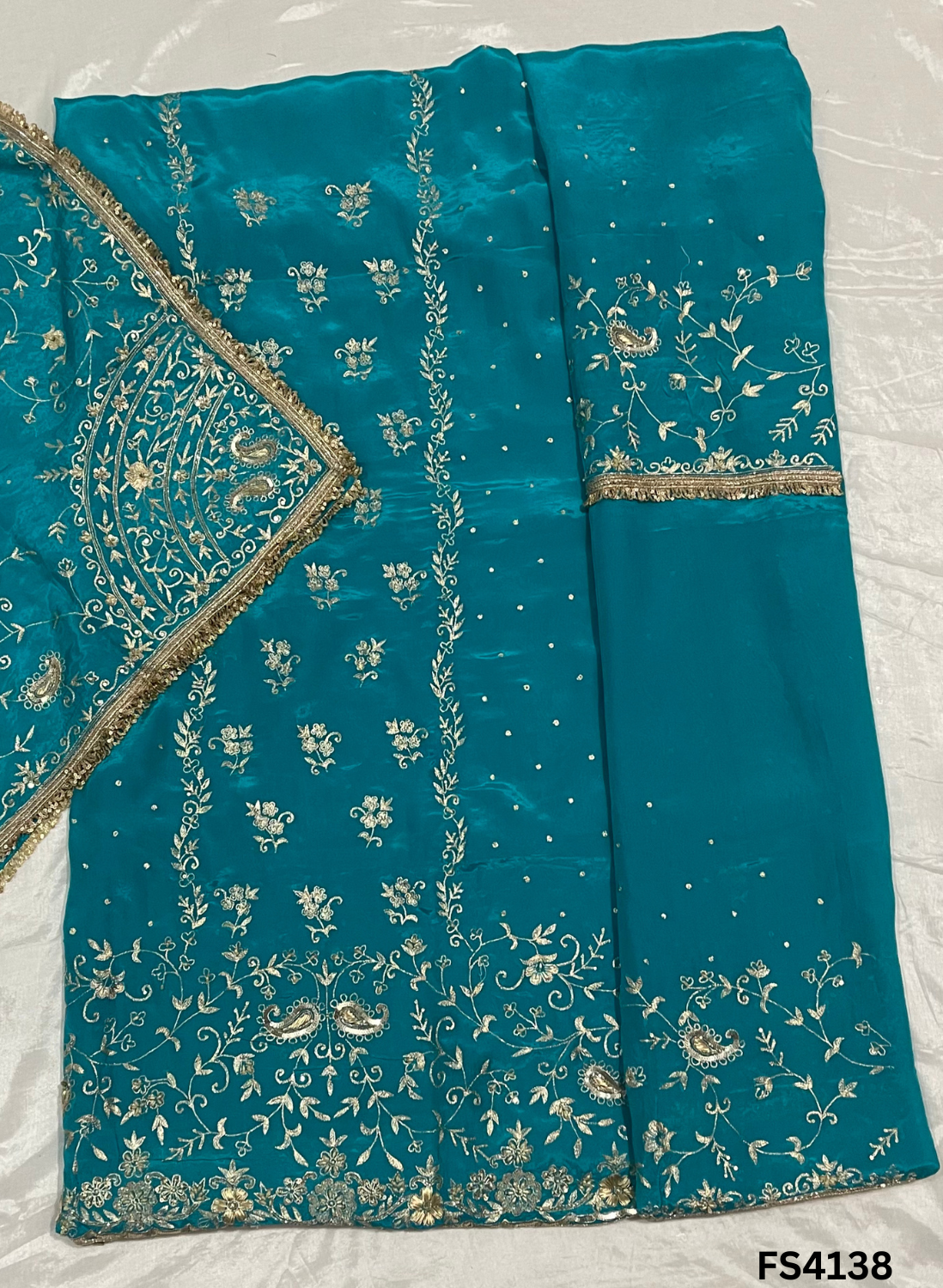 FS4138 | Organza Suit  | Bridal Suit | Jaggo Wear | Party Wear | Ring Ceremony |  Wedding Wear |