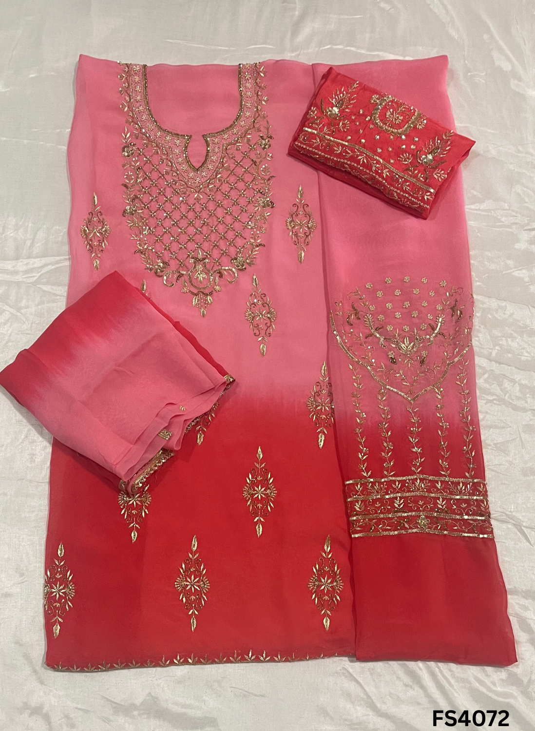 FS4072 | Organza Suit | Double Shade | Jaggo Wear | Party Wear | Ring Ceremony | Wedding Wear |