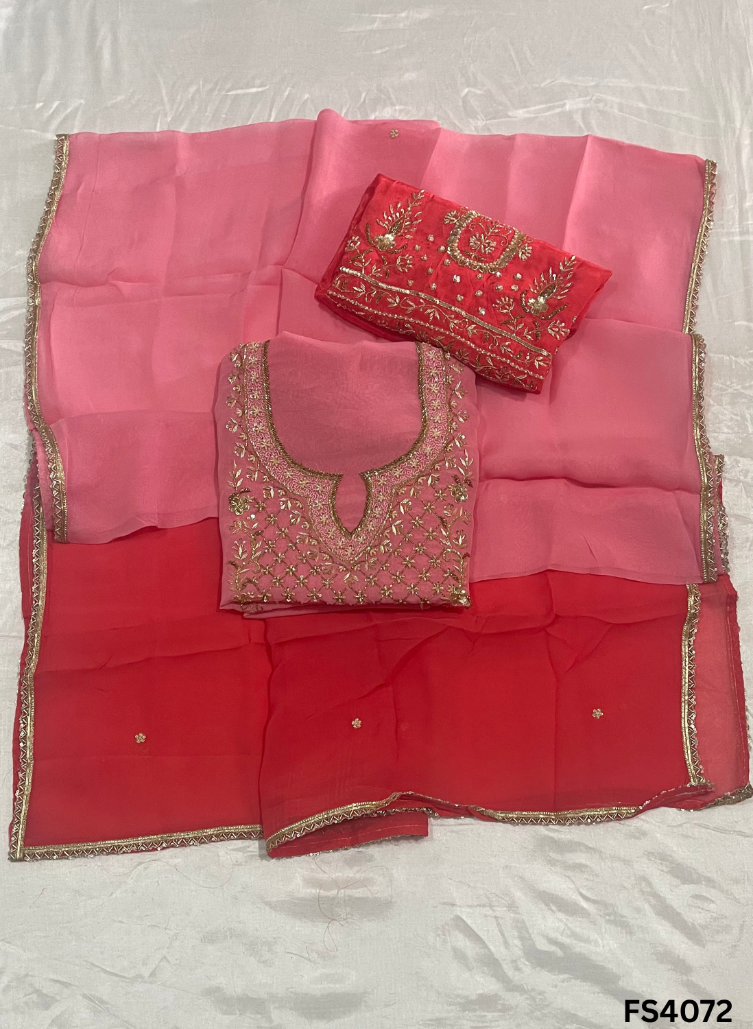 FS4072 | Organza Suit | Double Shade | Jaggo Wear | Party Wear | Ring Ceremony | Wedding Wear |