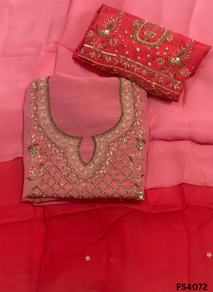 FS4072 | Organza Suit | Double Shade | Jaggo Wear | Party Wear | Ring Ceremony | Wedding Wear |