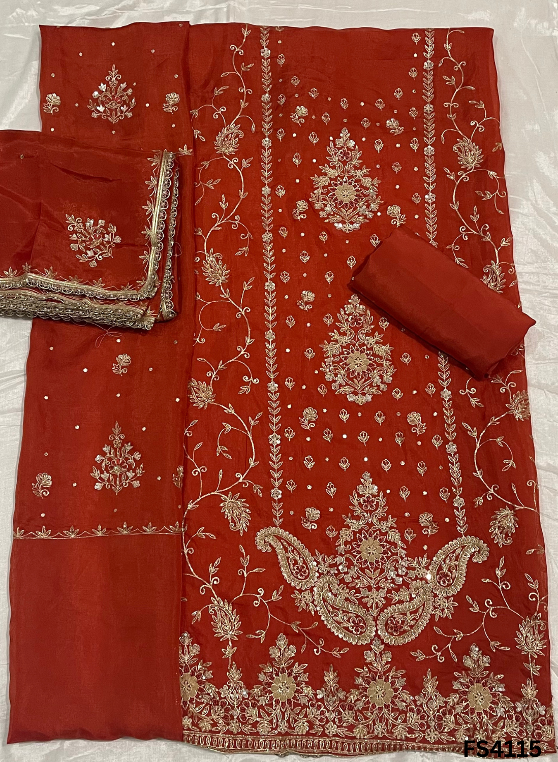 FS4115 | Organza Suit | Jaggo Wear | Party Wear | Ring Ceremony | Wedding Wear |