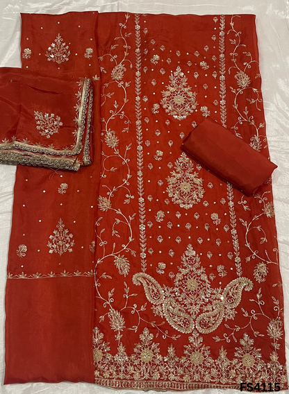FS4115 | Organza Suit | Jaggo Wear | Party Wear | Ring Ceremony | Wedding Wear |