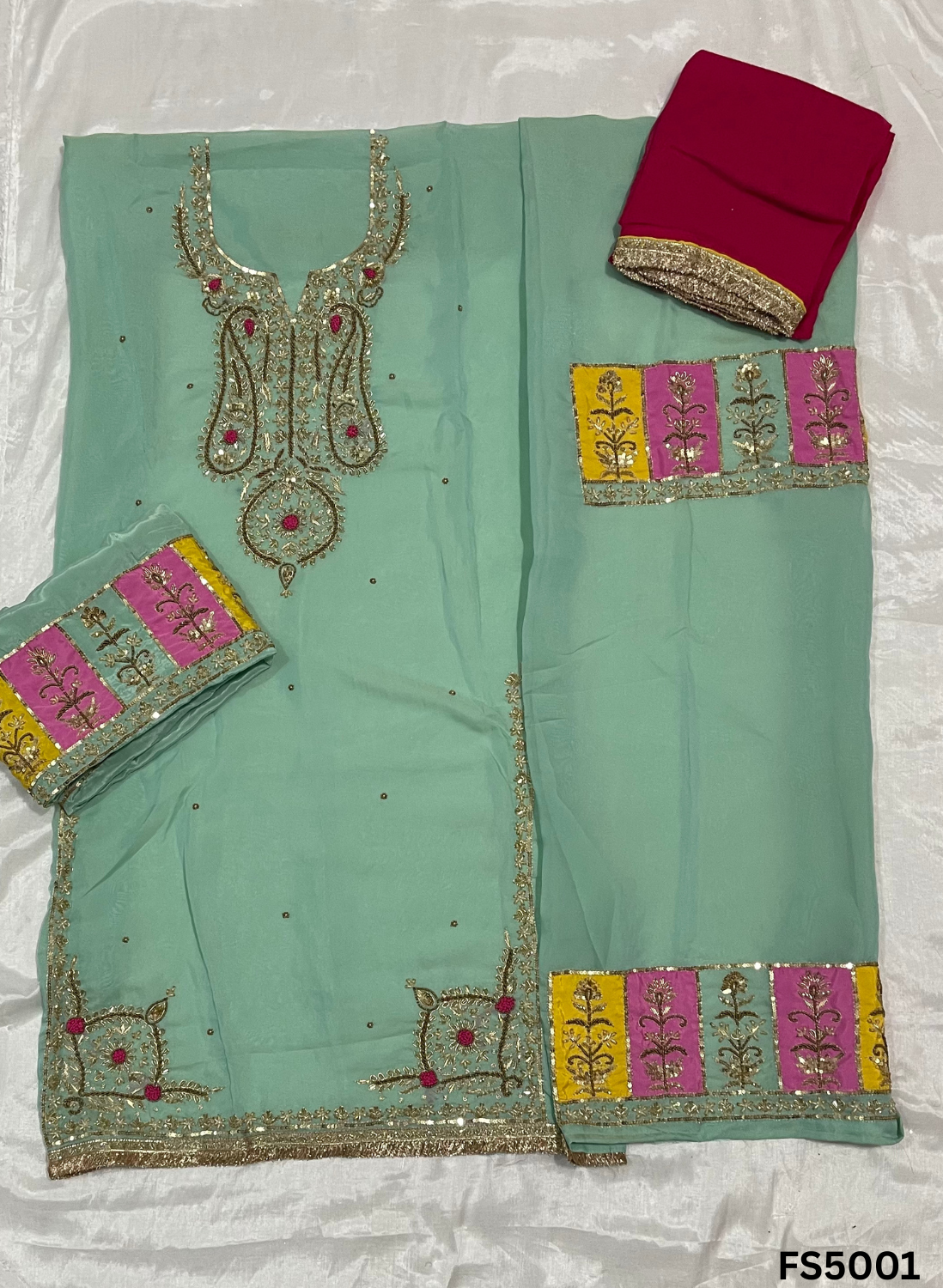 FS5001 | Organza Suit | Party Wear | Ring Ceremony | Festival Suit |  Contrast Suit |