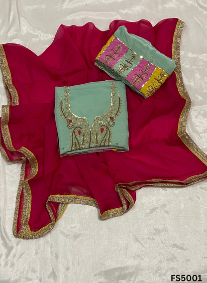 FS5001 | Organza Suit | Party Wear | Ring Ceremony | Festival Suit |  Contrast Suit |