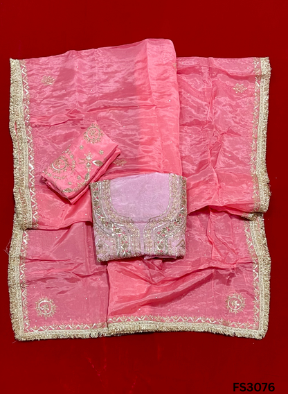 FS3076 | Organza Suit | Wedding | Party Wear | Bridal Suit | Ring Ceremony | Festival Suit |