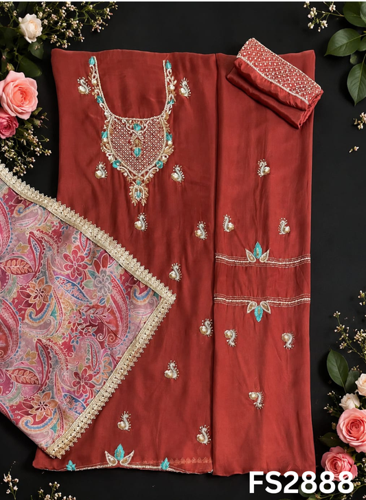 FS2888 | Organza Suit | Wedding | Party Wear | Ring Ceremony | Festival Suit | Allover suit