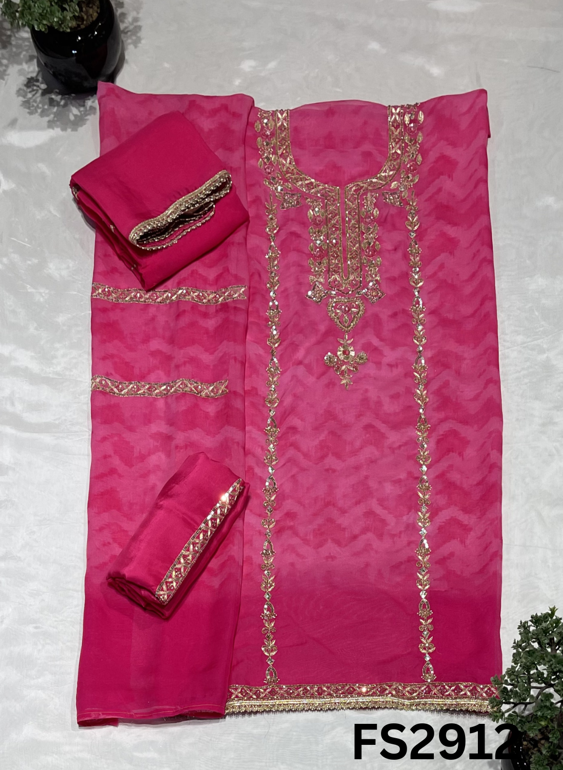 FS2912 | Organza Suit | Wedding | Party Wear | Ring Ceremony | Festival Suit | Allover suit