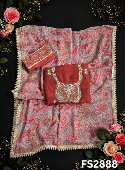 FS2888 | Organza Suit | Wedding | Party Wear | Ring Ceremony | Festival Suit | Allover suit