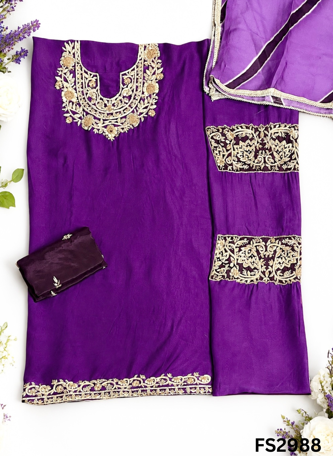 FS2988 | Organza Suit | Wedding | Party Wear | Ring Ceremony | Festival Suit | Contrast |
