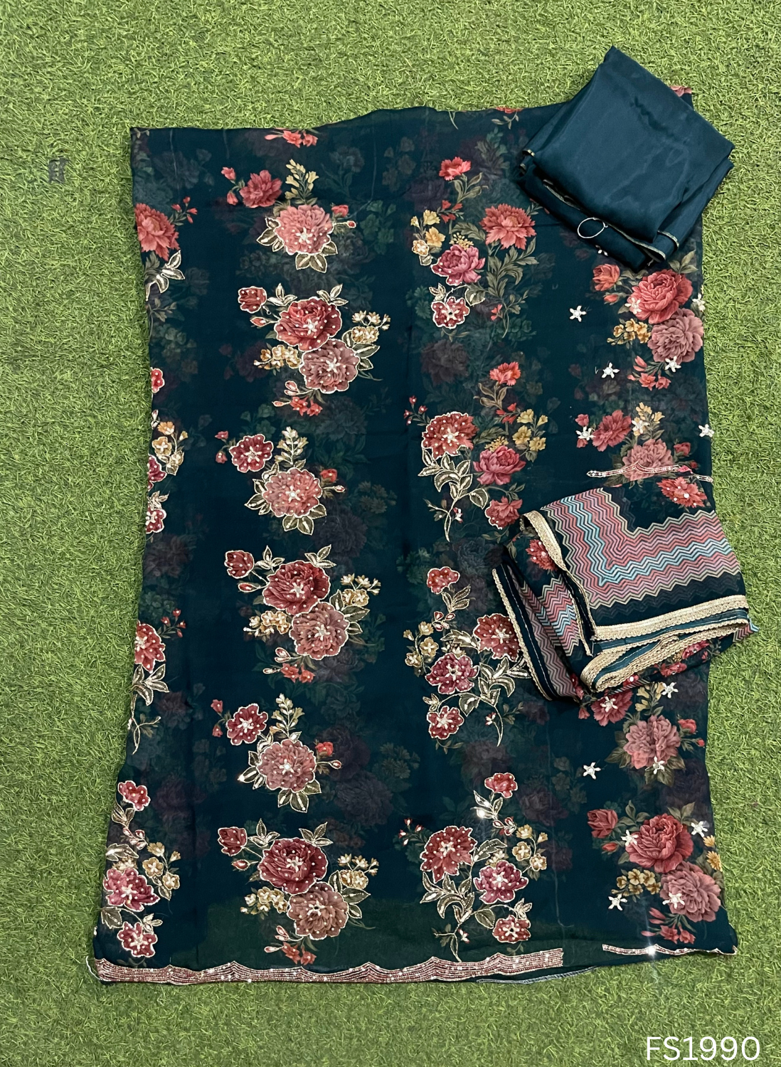 FS1990 | Peacock | Organza | Suit | Wedding | Party Wear | Ring Ceremony | Festival Suit | Allover suit