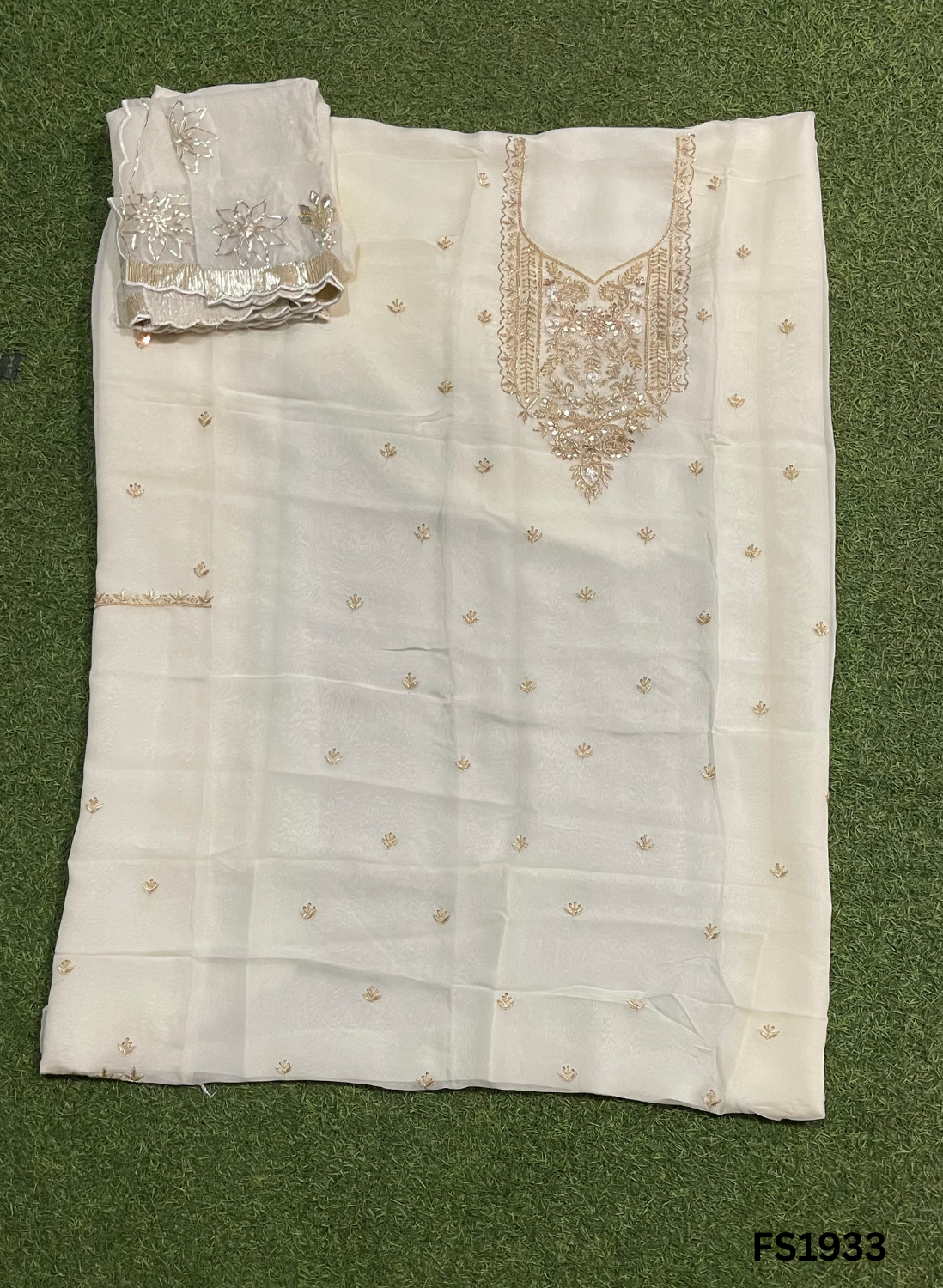 FS1933 | Off-White  Organza | Suit | Wedding | Party Wear | Ring Ceremony | Festival Suit | Allover suit