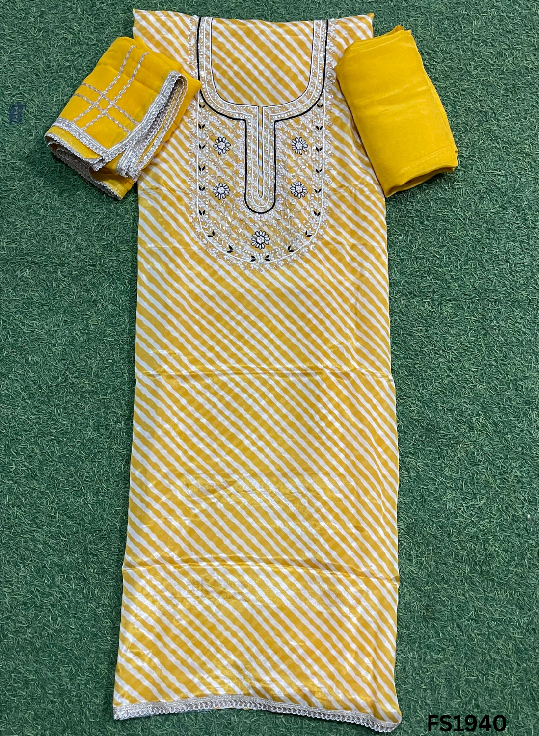 FS1940 | Yellow | Organza | Suit | Wedding | Party Wear | Ring Ceremony | Festival Suit | Allover suit