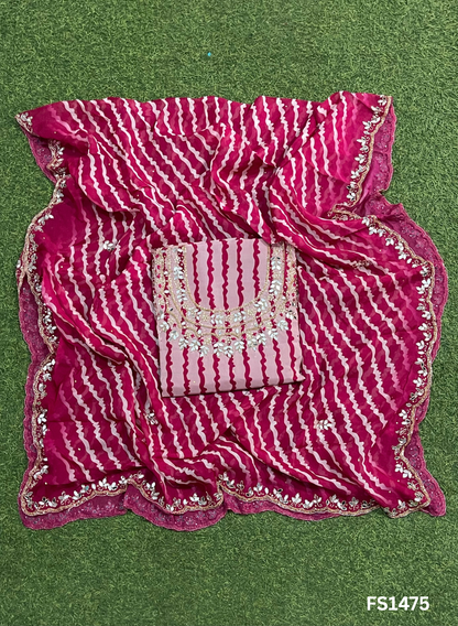 FS1475 | Wine | Organza Suit | Party Wear | Wedding | Jaggo | Ring Ceremony | Festival |