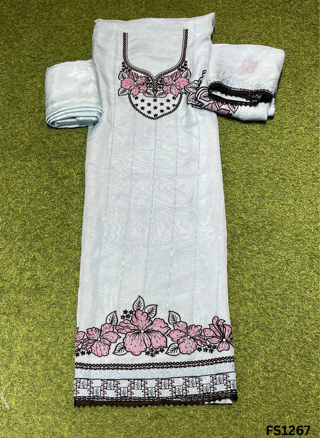 FS1267 | Light Sky-Blue | Organza Suit | Party Wear | Wedding | Jaggo | Ring Ceremony | Festival |