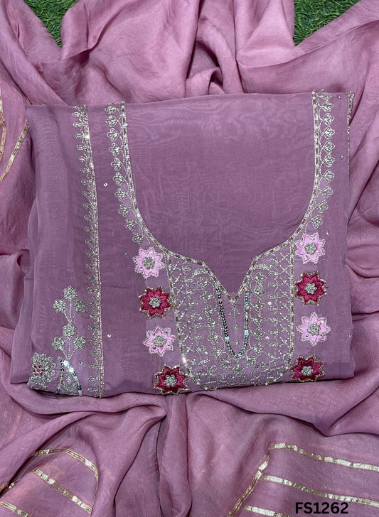 FS1262 | Onion | Organza | Suit | Wedding | Party Wear | Ring Ceremony | Festival Suit | Allover suit