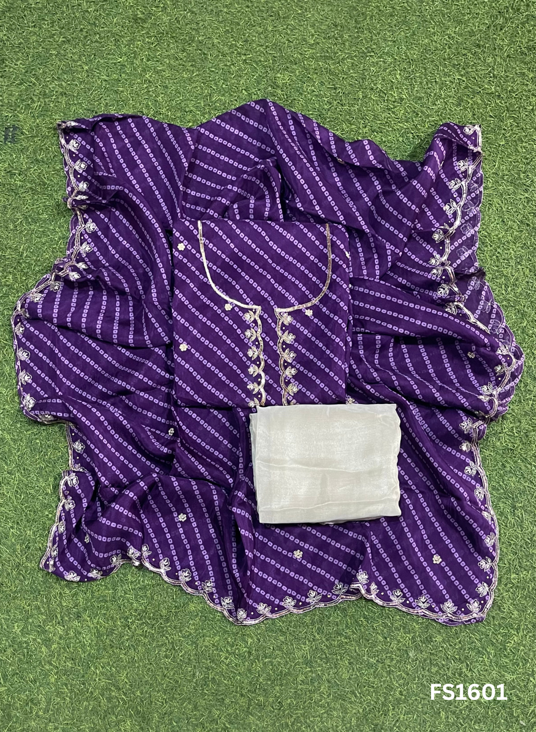 FS1601 | Organza| Bandani Print | Suit | Wedding | Party Wear | Ring Ceremony | Festival Suit | Allover suit