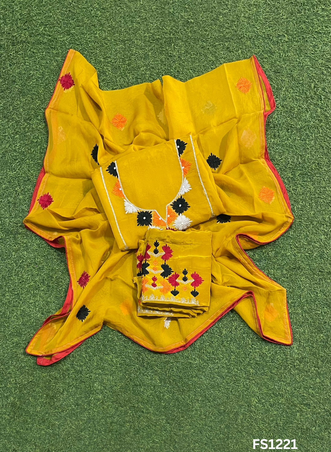 FS1221 | Yellow | Organza | Suit | Wedding | Party Wear | Ring Ceremony | Festival Suit | Allover suit