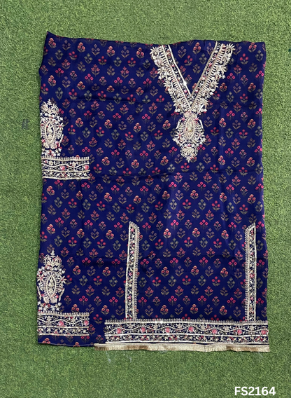 FS2164 | Navy-Blue | Organza | Suit | Wedding | Party Wear | Ring Ceremony | Festival Suit | Allover suit