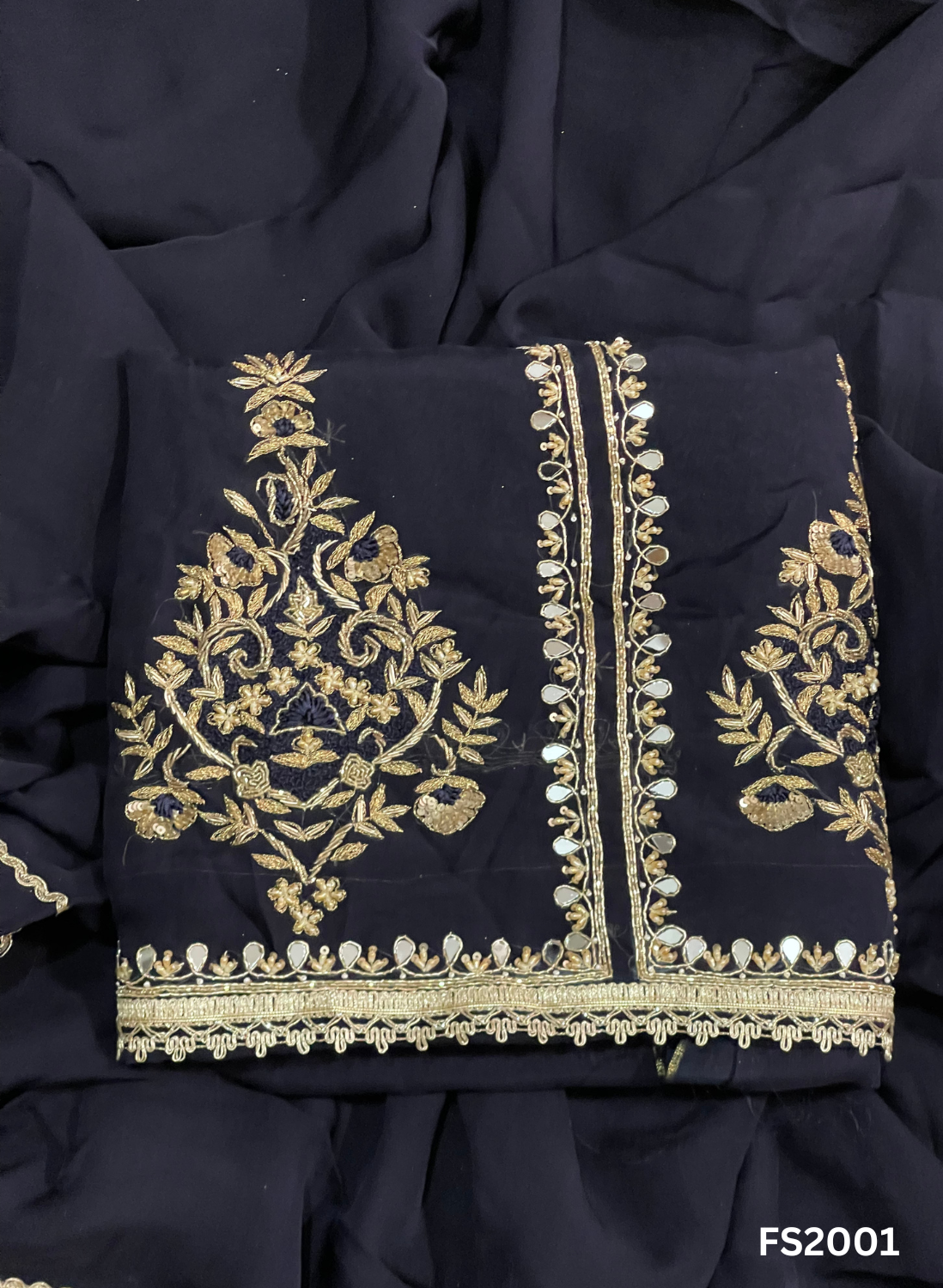 FS2001 | Navy Blue | Organza | Suit | Wedding | Party Wear | Ring Ceremony | Festival Suit | Allover suit