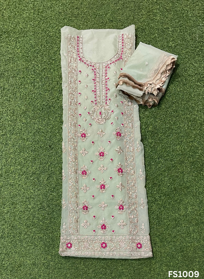 FS1009 | Pista |  Organza Suit | Party Wear | Wedding | Jaggo | Ring Ceremony | Festival