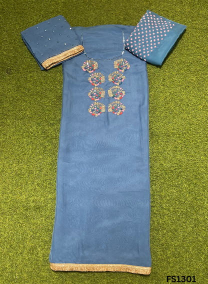 FS1301 | Blue | Organza | Suit | Wedding | Party Wear | Ring Ceremony | Festival Suit | Allover suit