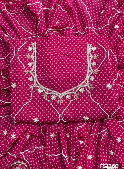 FS1360 | Hot-Pink | Organza | Suit | Wedding | Party Wear | Ring Ceremony | Festival Suit | Allover suit