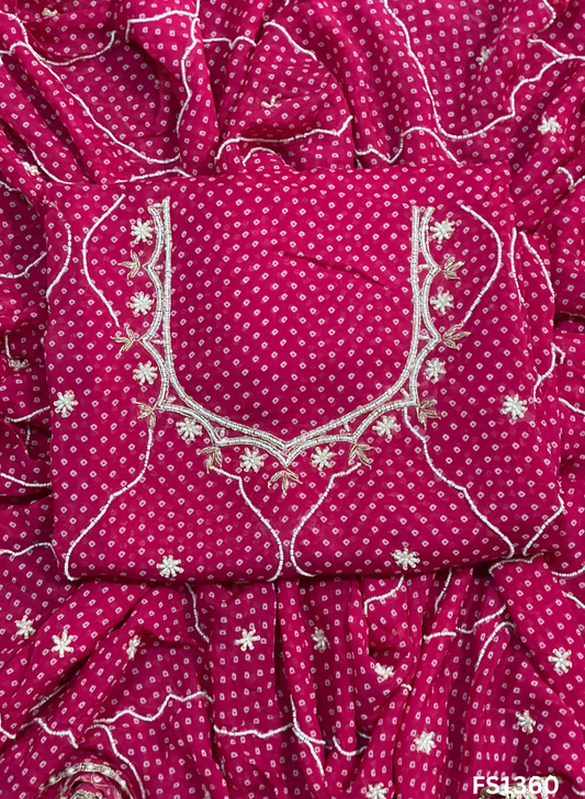 FS1360 | Hot-Pink | Organza | Suit | Wedding | Party Wear | Ring Ceremony | Festival Suit | Allover suit