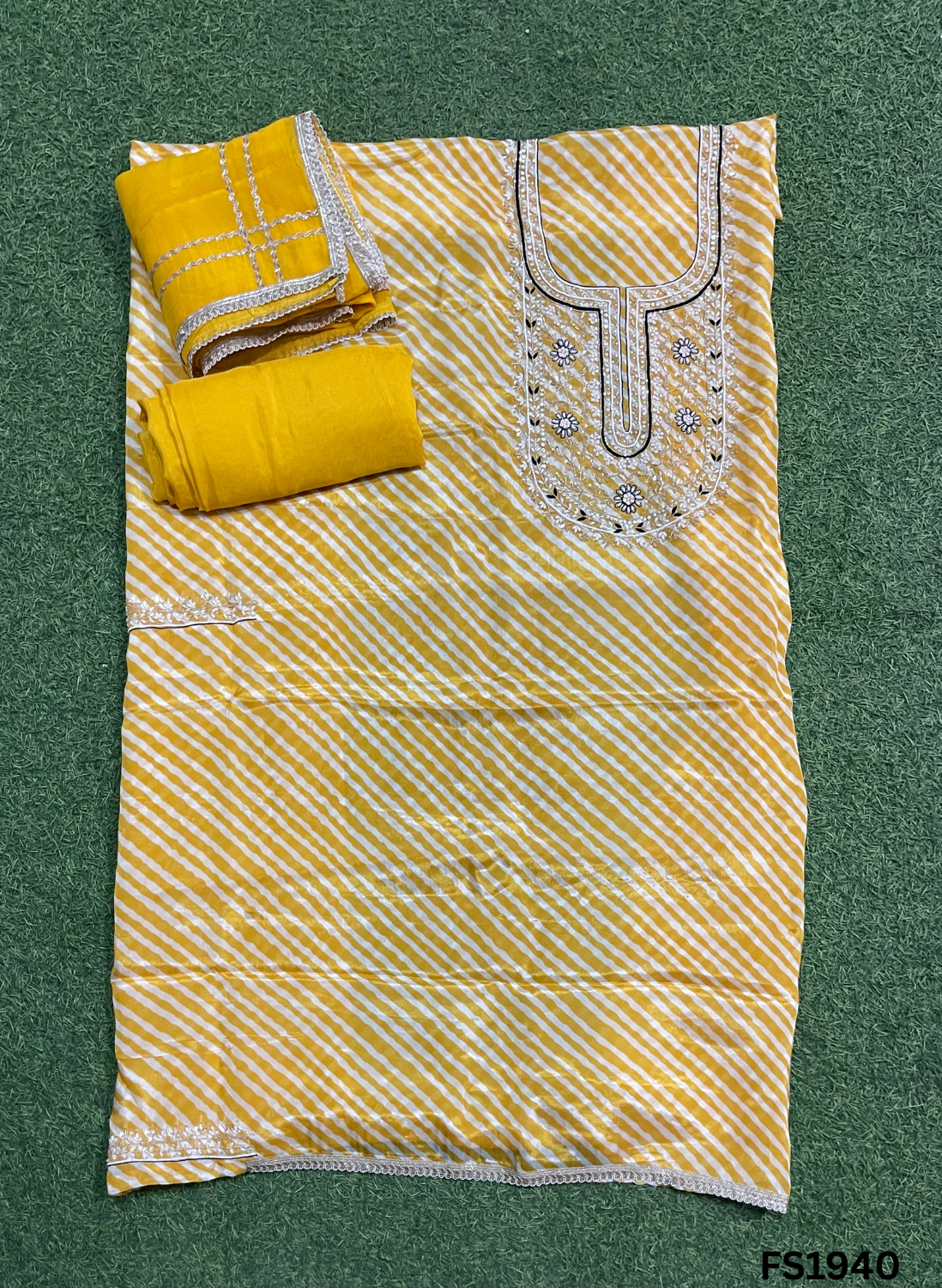 FS1940 | Yellow | Organza | Suit | Wedding | Party Wear | Ring Ceremony | Festival Suit | Allover suit