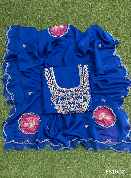 FS1602 | Royal Blue | Organza | Suit | Wedding | Party Wear | Ring Ceremony | Festival Suit | Allover suit