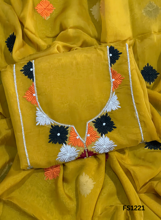 FS1221 | Yellow | Organza | Suit | Wedding | Party Wear | Ring Ceremony | Festival Suit | Allover suit