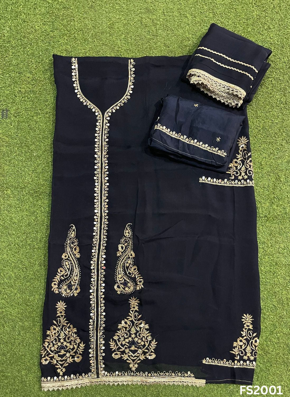 FS2001 | Navy Blue | Organza | Suit | Wedding | Party Wear | Ring Ceremony | Festival Suit | Allover suit