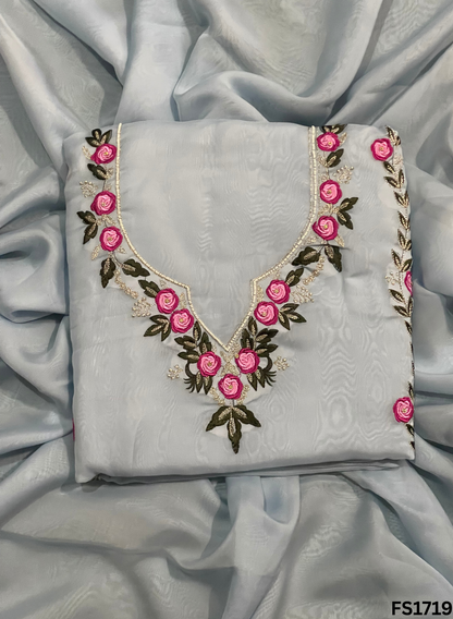 FS1917 | Sky-Blue | Organza | Suit | Wedding | Party Wear | Ring Ceremony | Festival Suit | Allover suit